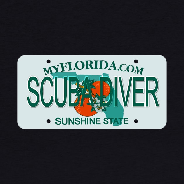 Scuba Diver Florida License Plate by Mel's Designs